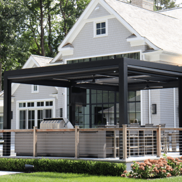 backyard white louvers roof pergola - StruXure Pergolas In Northern California - Smart motorized Pergolas for Homeowners, contractors, and businesses