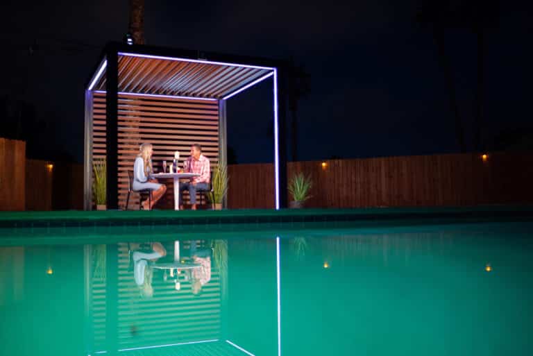 white louvers roof pool side - StruXure Pergolas In Northern California - Smart motorized Pergolas for Homeowners, contractors, and businesses