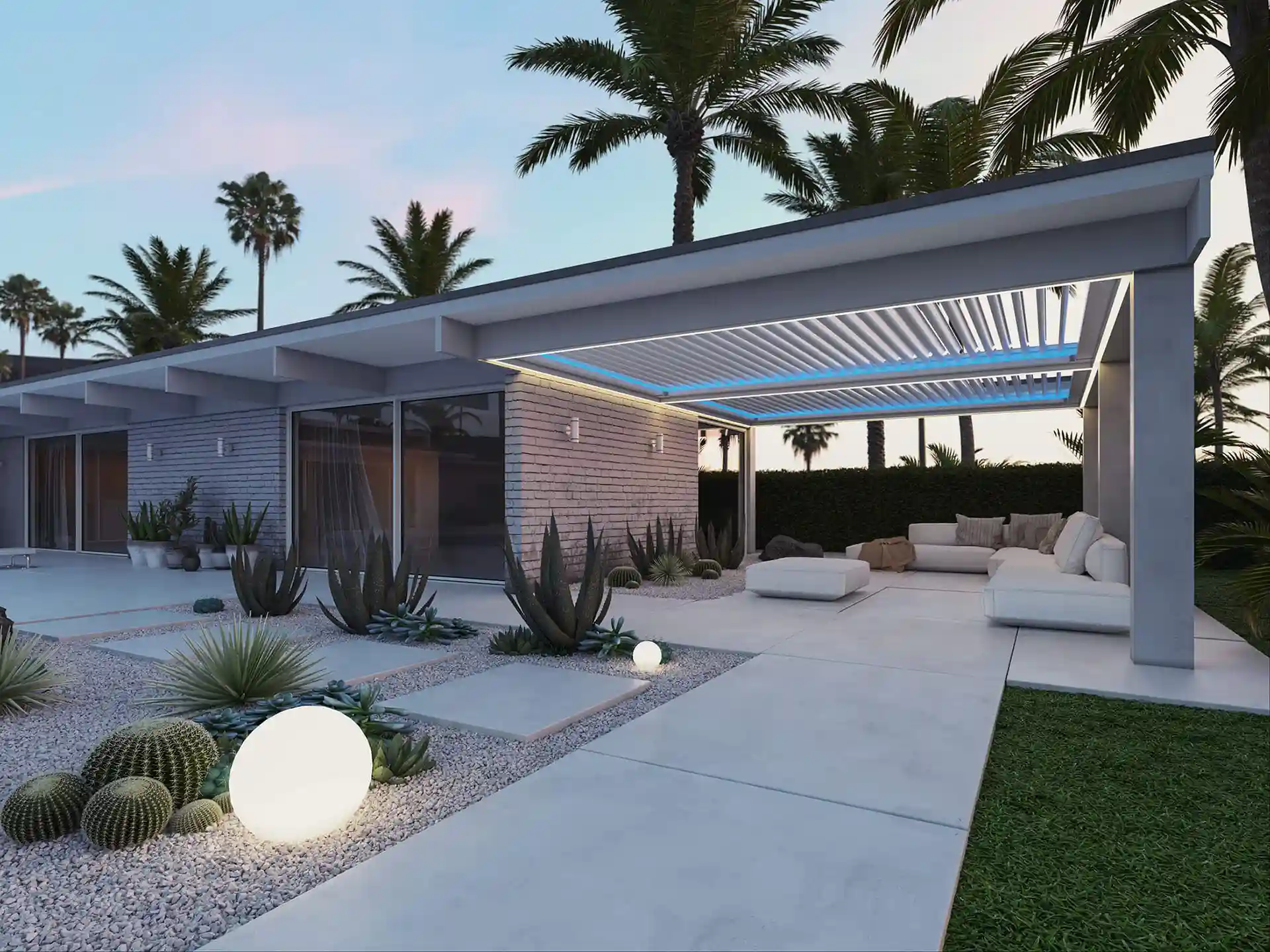 Photo of a StruXure pergola with a TraX system being used to cover a patio.